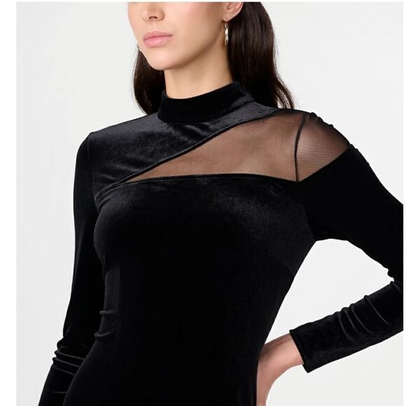 VELVET AND MESH CUT OUT MIDI DRESS size 0new with tags - Picture 3 of 10